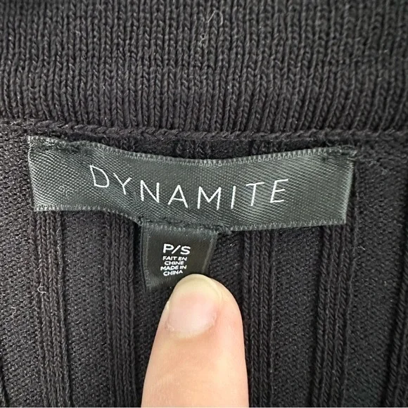 DYNAMITE BLACK RIBBED MAXI DRESS WITH V-NECK, COLLAR & SIDE SLIT | SIZE SMALL - Picture 6 of 15